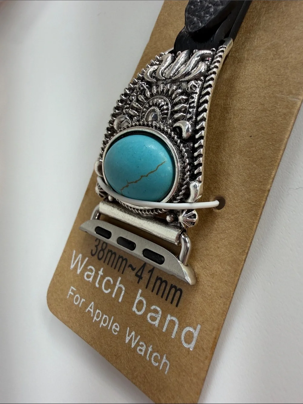 Turquoise Concho Leather Watch Band - Fits 38mm-41mm